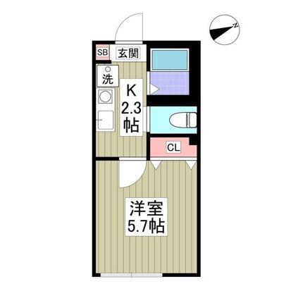 CRECIA平井(1K/2階)の間取り写真