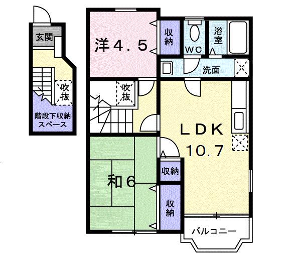 ミクハウス(2LDK/2階)の間取り写真