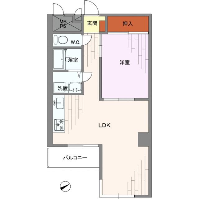 ライオンズマンション大森(1LDK/14階)の間取り写真