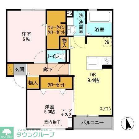 バリスサイト F(2DK/2階)の間取り写真