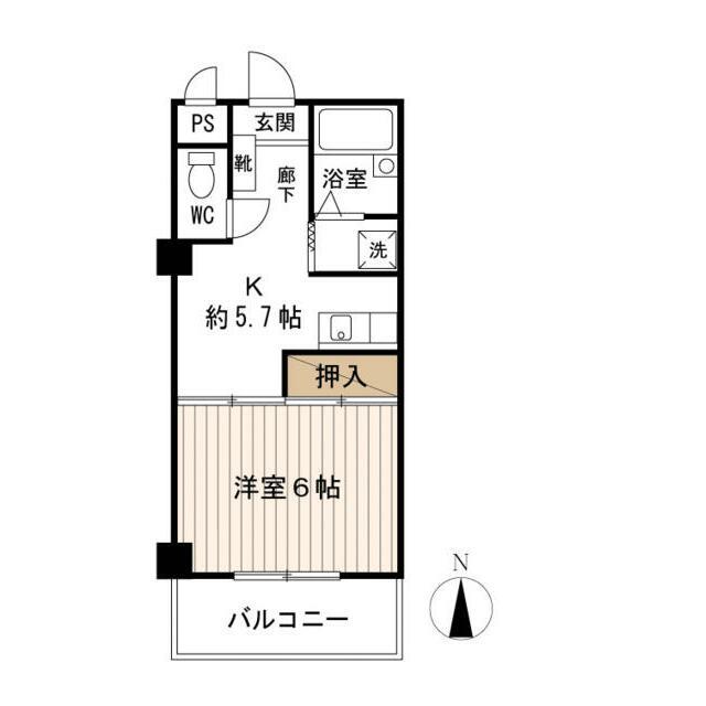 USKシャンブル(1K/4階)の間取り写真