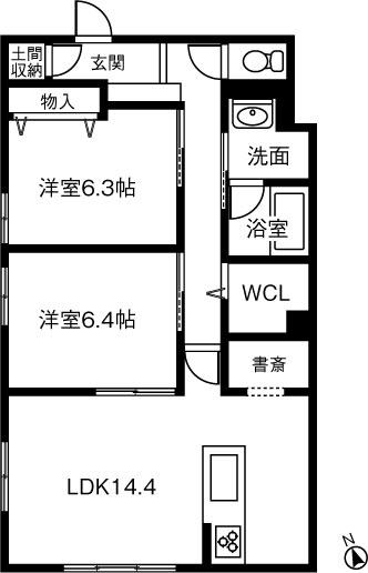 ケントスクエア八番館(2LDK/2階)の間取り写真