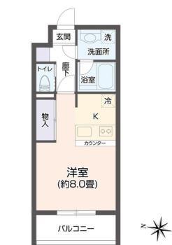 ヴィアーレ新寺(ワンルーム/6階)の間取り写真