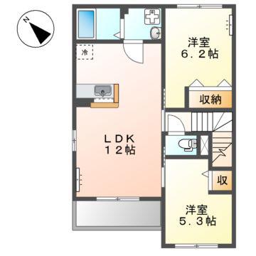 サニープレイス(2LDK/2階)の間取り写真