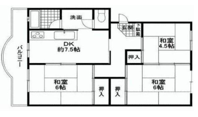 オリーブハイツ四号棟(3DK/5階)の間取り写真