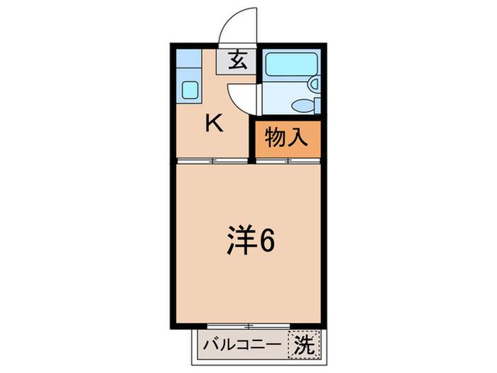 ホワイトコートKAYA(1K/1階)の間取り写真