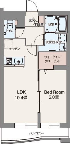 プレミアムコートみなみ野Ⅰ(1LDK/2階)の間取り写真