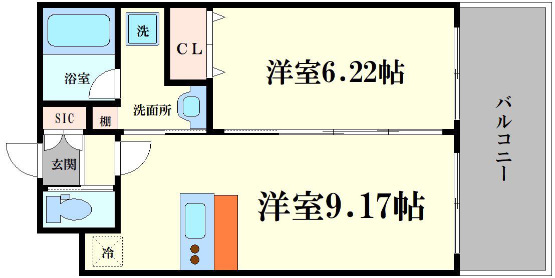 プレジオ海老江(1LDK/13階)の間取り写真