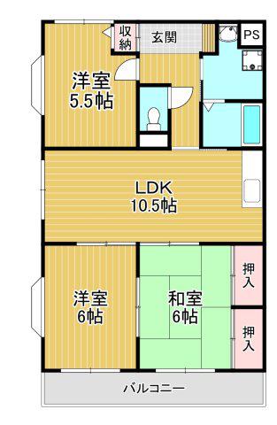 ファミーユ千代田(3LDK/2階)の間取り写真
