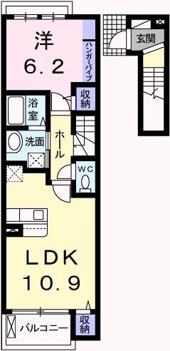 JR山陽本線 ひめじ別所駅 徒歩3分 2階建 築13年(1LDK/2階)の間取り写真