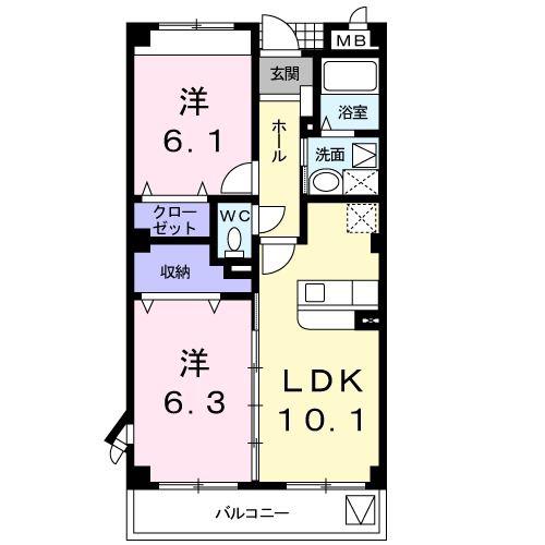 サンライズガーデン(2LDK/3階)の間取り写真