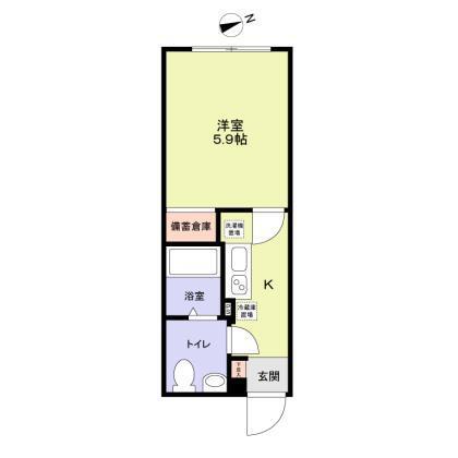 VISTA NAKANOーFUJIMICHO(1K/1階)の間取り写真