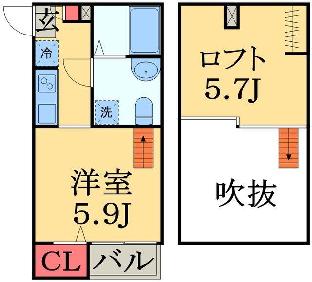ソレイユ白旗(1K/1階)の間取り写真