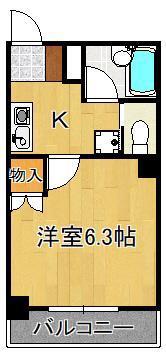 ヨークス本城(1K/2階)の間取り写真