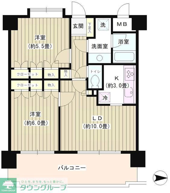 プロスペアー笹塚(2LDK/2階)の間取り写真