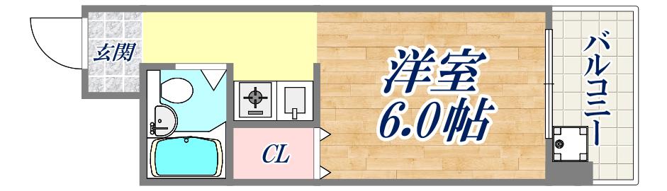 シンプルライフ王子(ワンルーム/3階)の間取り写真