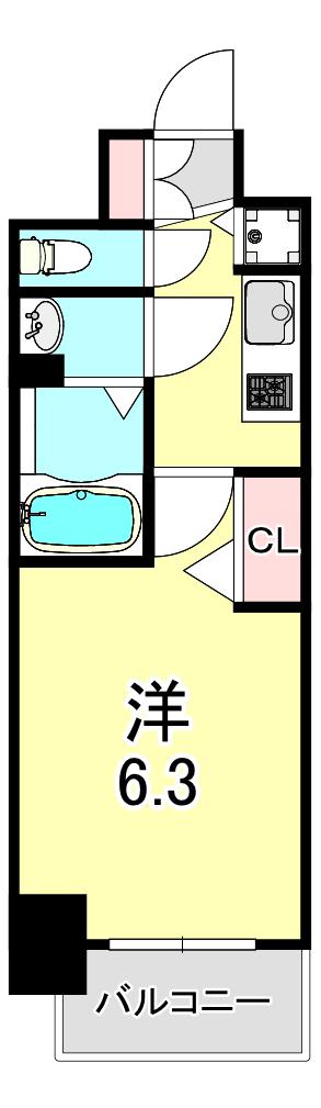 プレサンスOSAKA DOMECITYワンダー(1K/9階)の間取り写真