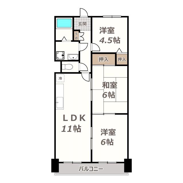 エスポワール参番館(3LDK/2階)の間取り写真