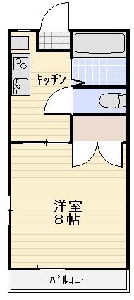 ピークハイツ(1K/2階)の間取り写真