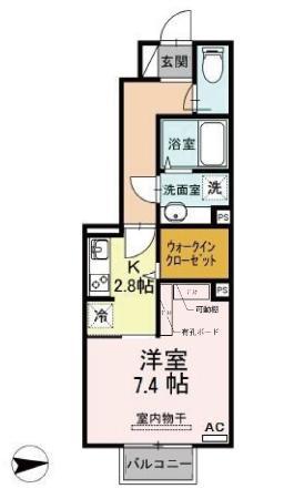 エスペランサ今町(1K/1階)の間取り写真