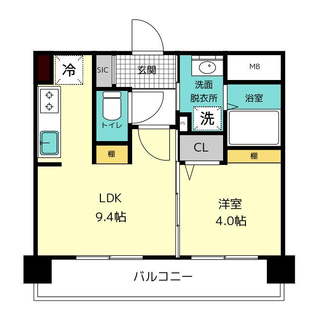 三島マンション博多駅東(1LDK/7階)の間取り写真