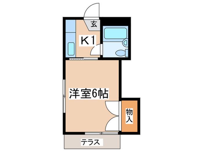 HILLS NISHI IKUTA5(1K/1階)の間取り写真