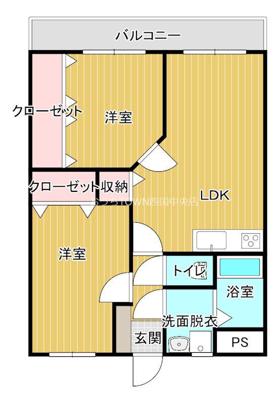 オレンジマンション(2LDK/1階)の間取り写真