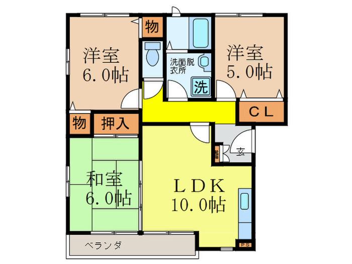 パークハイツ太田(3LDK/2階)の間取り写真