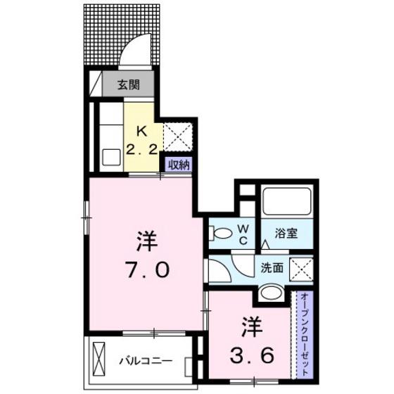 ルマン東雲(1SK/1階)の間取り写真