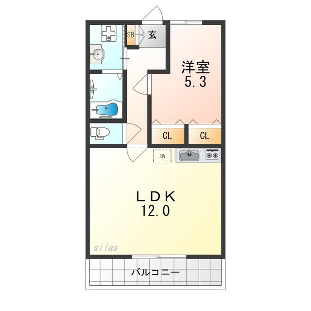 サン・リヴァージュ岸和田(1LDK/4階)の間取り写真