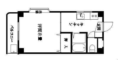 コンフォート幸(1K/4階)の間取り写真