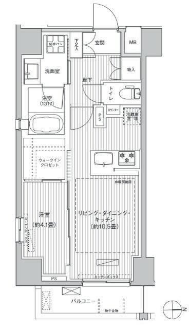 シティインデックス千代田秋葉原(1LDK/10階)の間取り写真