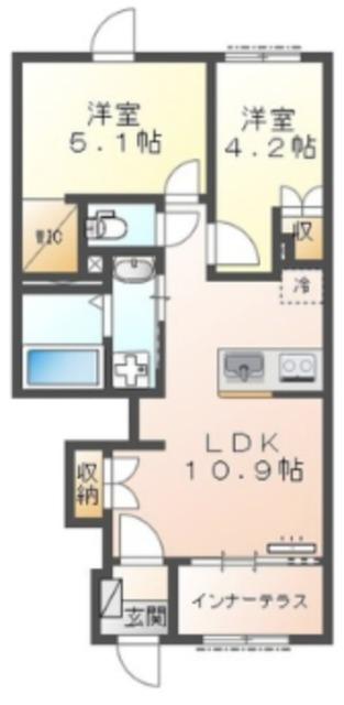 アネシス八王子(2LDK/1階)の間取り写真
