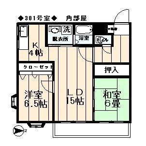 プレジデント七隈(2LDK/1階)の間取り写真