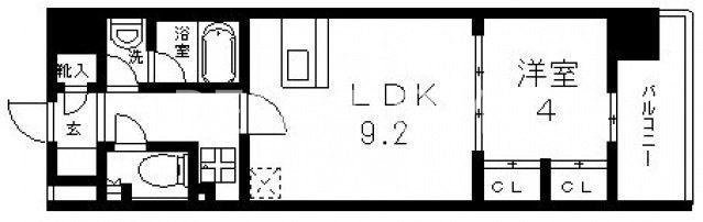 VERTEX(1LDK/4階)の間取り写真