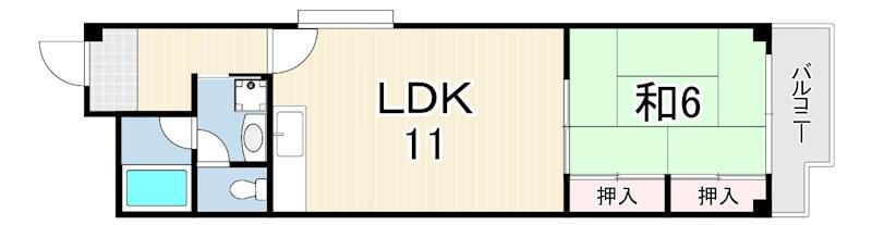 アメニティハイム(1LDK/4階)の間取り写真