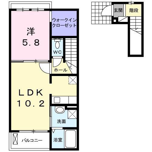 ジュネス ヌーベル(1LDK/2階)の間取り写真
