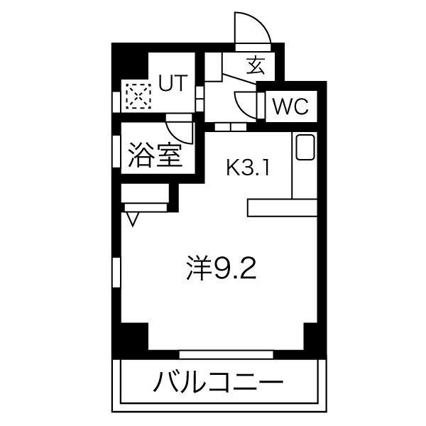 シャトレ(ワンルーム/2階)の間取り写真