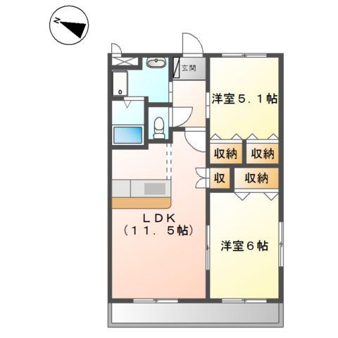 グランベールA(2LDK/1階)の間取り写真