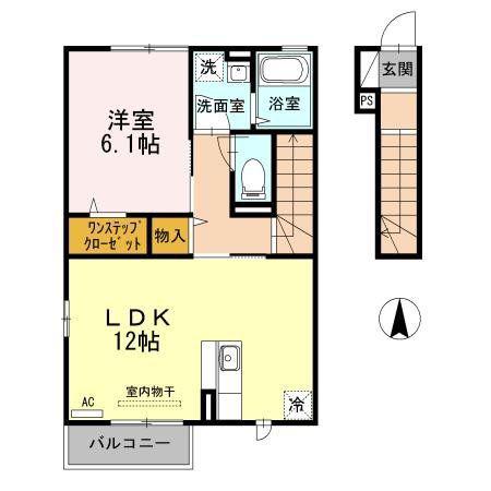 エクセル V(1LDK/2階)の間取り写真