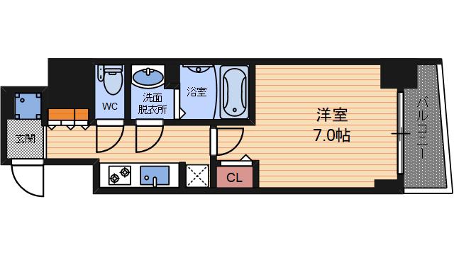 S-RESIDENCE福島玉川TRES(1K/5階)の間取り写真