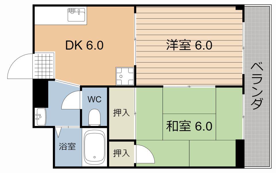 エザンスM(2DK/2階)の間取り写真
