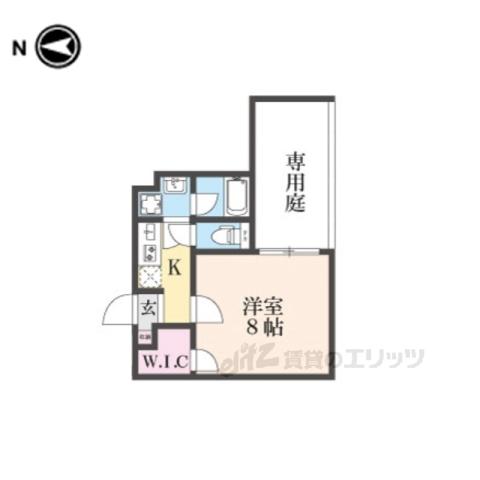 西野岸ノ下町マンション(1K/1階)の間取り写真