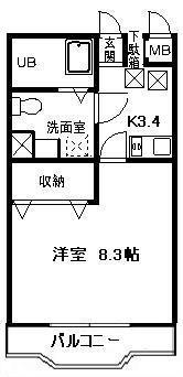 エクセル東海(1K/3階)の間取り写真