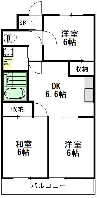 ハイツ大野(3DK/3階)の間取り写真