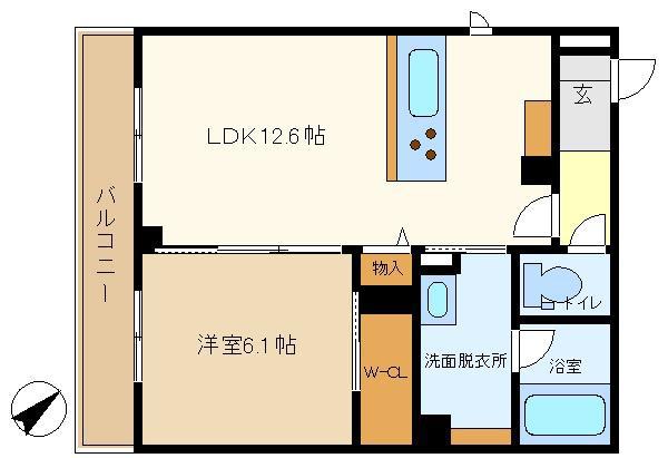 ドエルアーバン2(1LDK/1階)の間取り写真