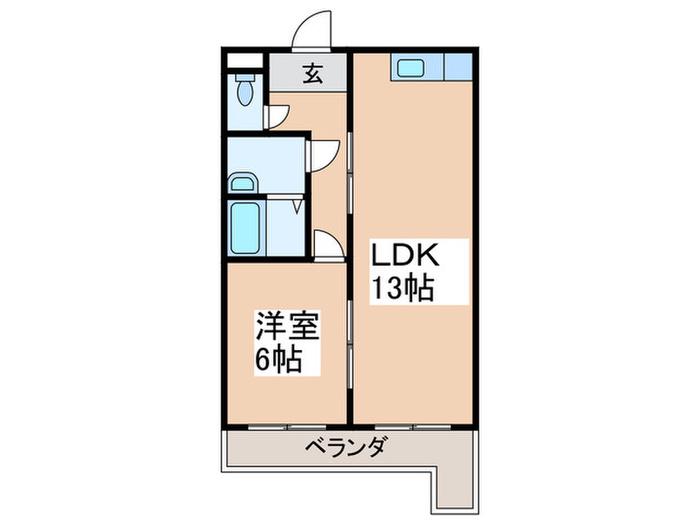 グレイスフルコーポイチカワパート1(1LDK/2階)の間取り写真