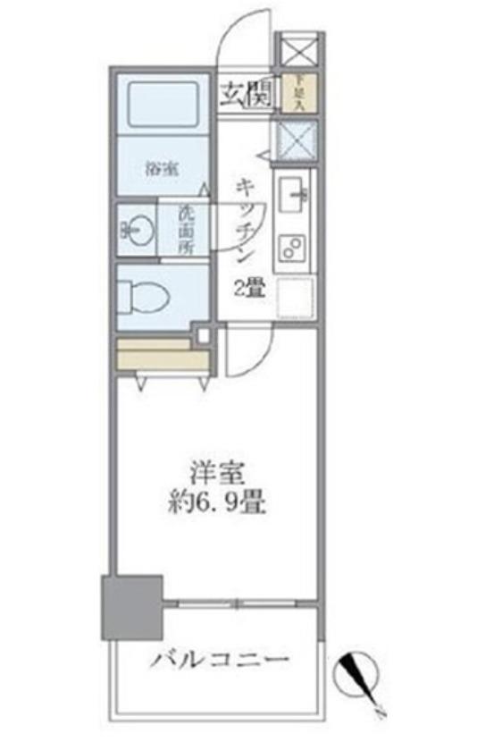 レジデンシア麻布十番(1K/7階)の間取り写真