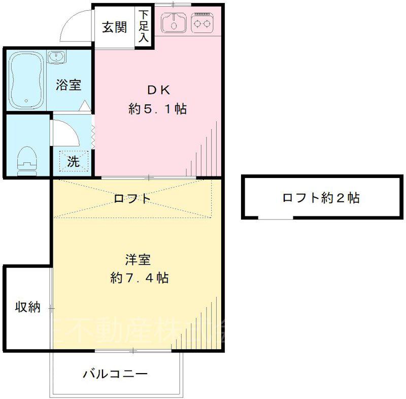パストラルハイム B棟(1DK/2階)の間取り写真
