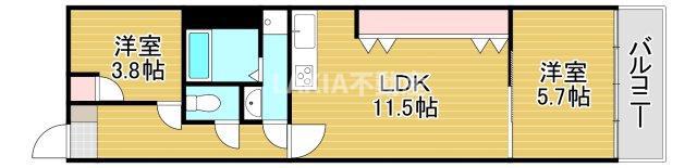 佐伯第二コーポ(2LDK/1階)の間取り写真